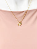Gold Dinosaur Initial Necklace, Cute Charm Gift