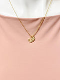 Gold Dinosaur Initial Necklace, Cute Charm Gift