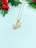 Rose Gold Crab Charm Necklace, Silver and Gold Option, N6677