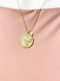 Gold Eagle Coin Necklace, Religious Pendant, Initial Charm Necklace, N3522