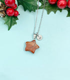 Red Rainbow Jasper Star Charm Silver Necklace, Natural Red Rainbow Jasper Gemstone Jewelry, N6278