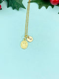 Gold Lady of Miraculous Medal Necklace, Real 18K Gold Plated Jewelry, N6681