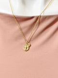 Gold Virgin Mary Necklace • 18K Gold Plated Miraculous Medal Pendant, N6682