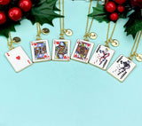 Gold Playing Card Necklace • King Queen Jack Ace Heart Joker Pendant Jewelry, N6686