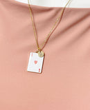 Gold Playing Card Necklace • Ace of Heart Pendant Jewelry, N6686A
