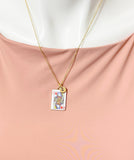 Gold Playing Card Necklace • Queen of Heart Pendant Jewelry, N6686Q