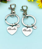 Abuela Abuelo Keychain • Stainless Steel Heart Engraved Gift for Grandparents, D612