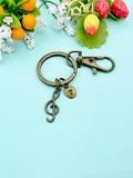 Bronze Music Note Keychain • Treble Clef Charm • Music Lover Gift, N6687