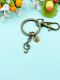Bronze Music Note Keychain • Treble Clef Charm • Music Lover Gift, N6687
