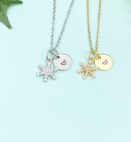 Snowflake Necklace • Gold or Silver Winter Pendant • Dainty Seasonal Jewelry, N6692