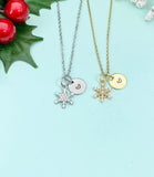 Snowflake Necklace • Gold or Silver Winter Pendant • Dainty Seasonal Jewelry, N6692