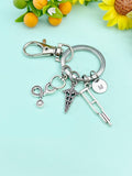 Silver Medical Keychain • Crutches Caduceus Charm • Orthopedic Healthcare Gift, N1980