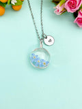 Silver One Dandelion Three Forget Me Not Real Flower Charm Necklace, Wish Gifts, N5779S