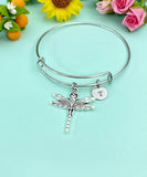 Dragonfly Charm Bracelet • Gold or Silver Insect Pendant • Nature Jewelry, N56