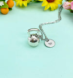 Kettlebell Charm Necklace • Silver Fitness Pendant • Athlete Workout Jewelry, N2594A