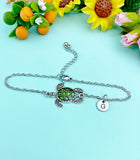 Green Sea Turtle Charm Bracelet • Ocean Inspired Jewelry • Dainty Nature Bracelet, N4977