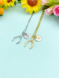 Silver Wishbone Necklace, Dainty Good Luck Pendant Gift for Women, N6697S