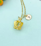 Gold Crown Charm Necklace • Dainty Royal Pendant • Minimalist Queen Jewelry, N6699