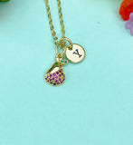 Gold Pear Charm Necklace • Initial Pendant, Cubic Zirconia