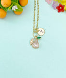 Gold Pear Charm Necklace • Dainty Initial Pendant