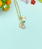 Gold Pear Charm Necklace • Dainty Initial Pendant