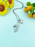 Silver Saxophone Charm Necklace • Music Lover Pendant • Dainty Minimalist Jewelry Gift, N6711