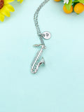 Silver Saxophone Charm Necklace • Music Lover Pendant • Dainty Minimalist Jewelry Gift, N6711