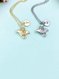 Gold or Silver Tiny Manta Ray Charm Necklace • Dainty Ocean Pendant Jewelry Gift, N6713