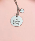 Silver No Matter Where Necklace • Dainty Compass Charm • Long Distance Friendship Jewelry Gift, D352