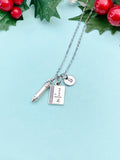 Math Necklace, Silver Math Charm, Pencil Charm, Math Teacher Gift, N793