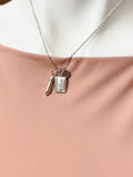 Teacher Appreciation Necklace, Initial Charm, Pencil & Math Charm, Silver Tone