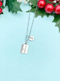 Silver Math Book Charm Necklace, N795
