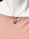 Silver Math Book Charm Necklace, N795