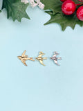 Gold Swallow Charm Necklace, Sparrow Dove Bird Charm, N2167