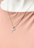 Personalized Initial Cross Necklace, Religious Jewelry Gift, N2343