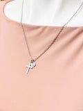 Personalized Initial Cross Necklace, Religious Jewelry Gift, N2343