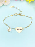 Gold Abuelo Bracelet, Heart, Grandfather, Silver Option, D609