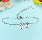 Silver Coffee Bean Charm Bracelet, Coffee Lover Gifts, AN50