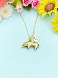 Gold Hippopotamus Charm Necklace, Animal Zoo Hippo Charm, Zookeeper Gift, N418