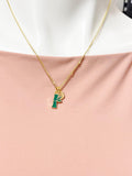 Gold Bamboo Charm Necklace, Green Bamboo Stick Tree Leaf Jewelry Gift, N5861