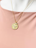 Gold Eagle Coin Necklace, Religious Pendant, Initial Charm Necklace, N3522