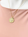 Gold Eagle Coin Necklace, Religious Pendant, Initial Charm Necklace, N3522