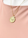 Gold Eagle Coin Necklace, Religious Pendant, Initial Charm Necklace, N3522