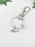 Silver Shark Charm Keychain, Biologist Research Technician Aquarist Jewelry Gifts, N6539K
