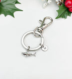 Silver Shark Charm Keychain, Biologist Research Technician Aquarist Jewelry Gifts, N6539K