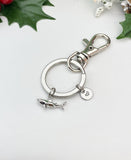 Silver Shark Charm Keychain, Biologist Research Technician Aquarist Jewelry Gifts, N6539K