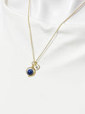 Gold Natural Lapis Lazuli Gemstone Personized Initial Necklace, N4609Z