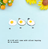Bronze Fry Egg Charm Keychain, N986A