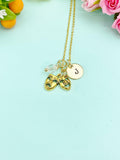 Drama Mask Necklace – Gold Theater Charm with Personalized Initial Charms A–Z Gift for Performer, N4893
