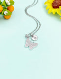 Butterfly Necklace – Silver Pendant with Personalized Initial Charms Gift for Her or Teen, N5883S